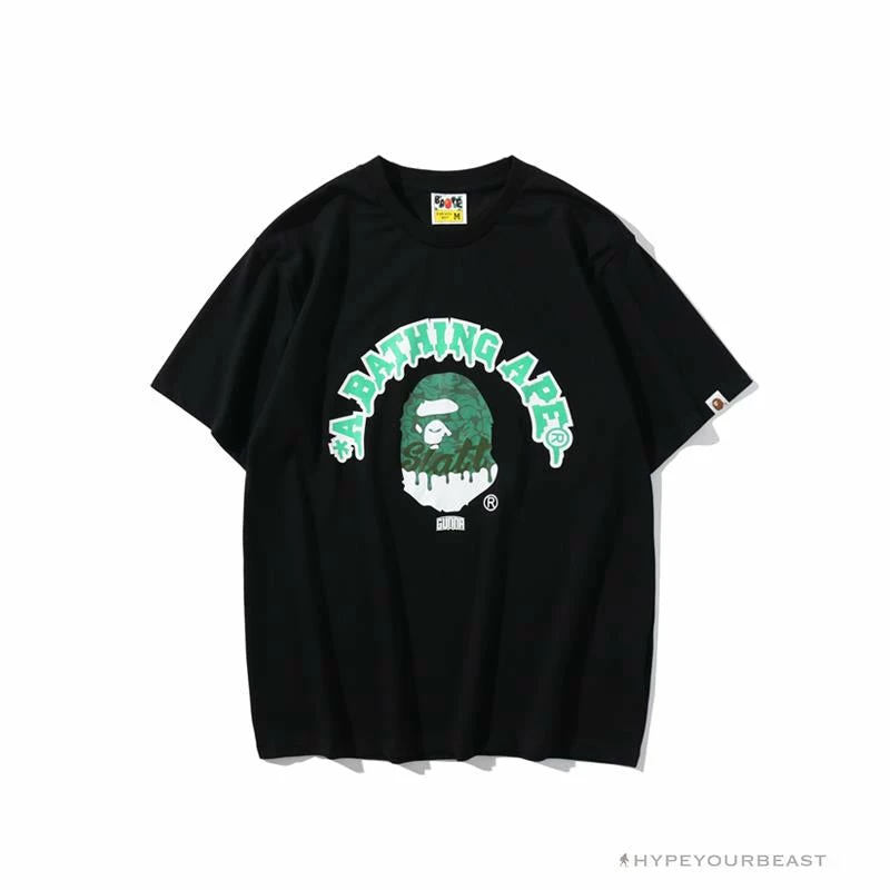 Hypeyourbeast Clothes BAPE Paint Splash Green Camouflage Tee Shirt 'BLACK' 1 Hypeyourbeast Clothes BAPE Paint Splash Green Camouflage Tee Shirt 'BLACK'