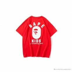 Hypeyourbeast BAPE KIDS Small Net Pocket Ape Man Head Tee Shirt 'RED' Clothes