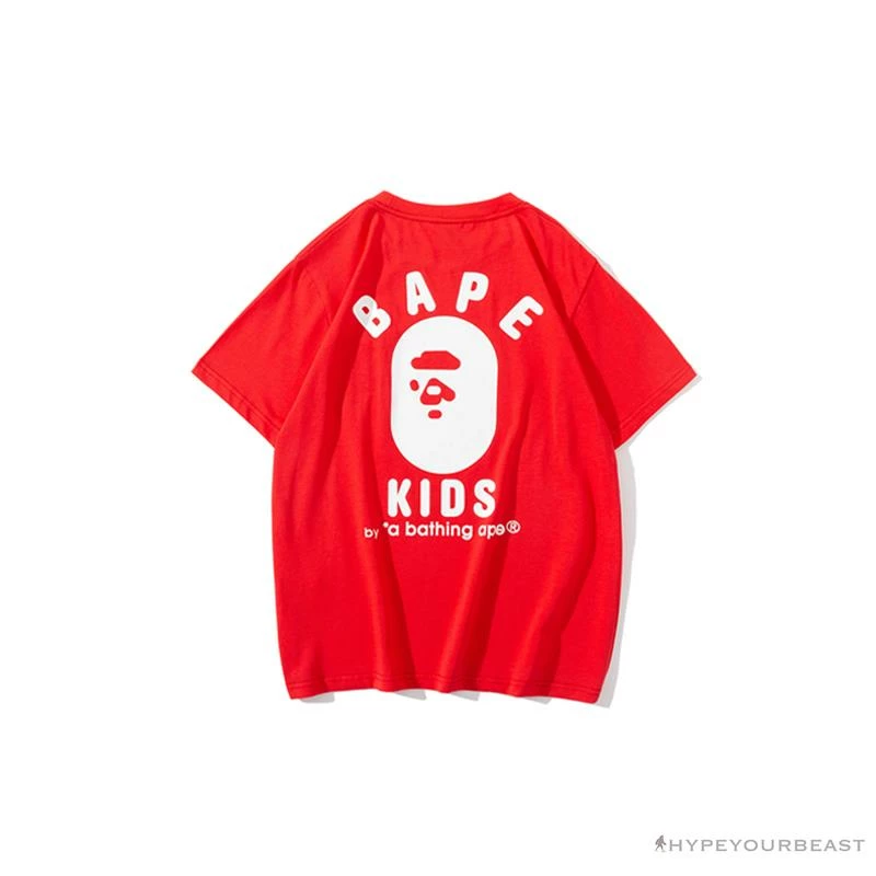 Hypeyourbeast BAPE KIDS Small Net Pocket Ape Man Head Tee Shirt 'RED' Clothes 2 Hypeyourbeast BAPE KIDS Small Net Pocket Ape Man Head Tee Shirt 'RED' Clothes