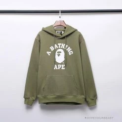Hypeyourbeast BAPE X Bathing Ape Head Hoodie 'ARMY GREEN'