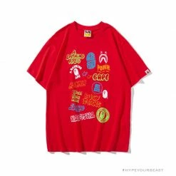 Hypeyourbeast Clothes BAPE Street Graffiti Tee Shirt 'RED'