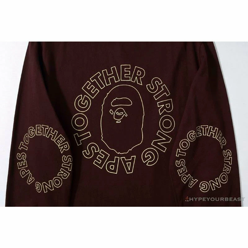 Hypeyourbeast BAPE APES TOGETHER English Alphabet Ape Head Long Sleeve Shirt 'WINE RED' Clothes 3 Hypeyourbeast BAPE APES TOGETHER English Alphabet Ape Head Long Sleeve Shirt 'WINE RED' Clothes