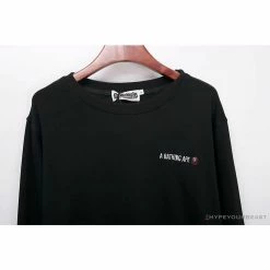 Hypeyourbeast Clothes BAPE Behind The Great Ape-Man Head Long Sleeve Shirt 'BLACK'