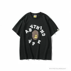 Hypeyourbeast BAPE Messy Letters Upside Down Little Ape Head Tee Shirt 'BLACK'
