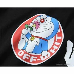 Hypeyourbeast OFF-WHITE Graffiti Letter Doraemon Tee Shirt ' BLACK' T-Shirts