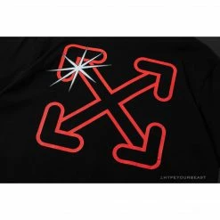 Hypeyourbeast T-Shirts OFF-WHITE Red Flash Cross Arrow Tee Shirt 'BLACK'
