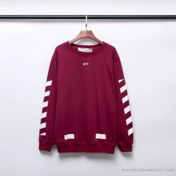 Hypeyourbeast OFF-WHITE Classic Basic Cotton Terry Long Sleeve Shirt 'WINE RED' Shirts