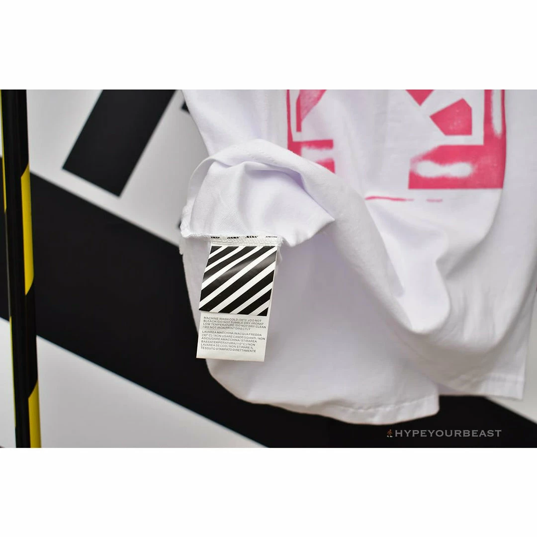 Hypeyourbeast OFF-WHITE 99 Pink Arrow Tee Shirt 'WHITE' 8 Hypeyourbeast OFF-WHITE 99 Pink Arrow Tee Shirt 'WHITE'