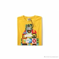 Hypeyourbeast BAPE Baby Milo Color Square Ape Head Tee Shirt 'YELLOW' Clothes