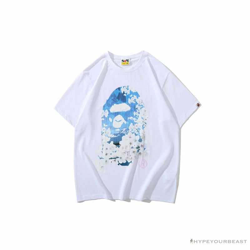 Hypeyourbeast BAPE Japan Limited Edition Mt. Fuji Sakura Tee Shirt 'WHITE' Clothes 1 Hypeyourbeast BAPE Japan Limited Edition Mt. Fuji Sakura Tee Shirt 'WHITE' Clothes