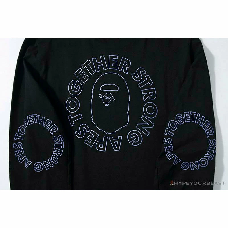 Hypeyourbeast Clothes BAPE APES TOGETHER English Alphabet Ape Head Long Sleeve Shirt 'BLACK' 7 Hypeyourbeast Clothes BAPE APES TOGETHER English Alphabet Ape Head Long Sleeve Shirt 'BLACK'