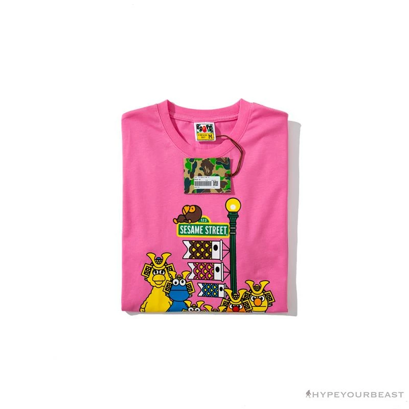 Hypeyourbeast Clothes BAPE Baby Milo Sesame Street Carp Streamer Tee Shirt 'PINK' 3 Hypeyourbeast Clothes BAPE Baby Milo Sesame Street Carp Streamer Tee Shirt 'PINK'