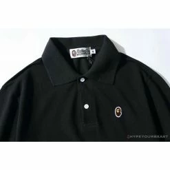 Hypeyourbeast BAPE Solid Color Versatile Embroidered Ape Head Small Badge Polo Shirt 'BLACK' Clothes 14 Hypeyourbeast BAPE Solid Color Versatile Embroidered Ape Head Small Badge Polo Shirt 'BLACK' Clothes