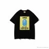 Hypeyourbeast Clothes BAPE Ape Head Blue X Yellow Contrast Letter Tee Shirt
