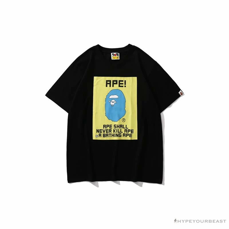 Hypeyourbeast Clothes BAPE Ape Head Blue X Yellow Contrast Letter Tee Shirt 1 Hypeyourbeast Clothes BAPE Ape Head Blue X Yellow Contrast Letter Tee Shirt