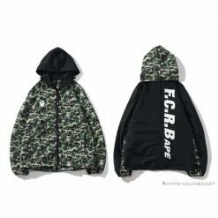 Hypeyourbeast BAPE X FCRB Joint Double Zip Camouflage Hoodie 'BLACK' Clothes