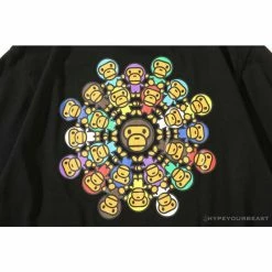 Hypeyourbeast BAPE Baby Milo Ring Colorful Kaleidoscope Tee Shirt 'BLACK' Clothes