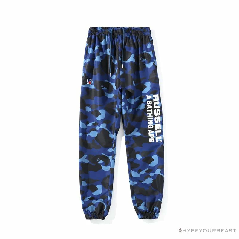Hypeyourbeast Clothes BAPE X RUSSELL ATHLETIC Drawstring Camouflage Pants 'BLUE' 1 Hypeyourbeast Clothes BAPE X RUSSELL ATHLETIC Drawstring Camouflage Pants 'BLUE'