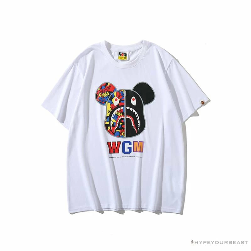 Hypeyourbeast BAPE Violent Bear Color Stitching Tee Shirt 'WHITE' Clothes 1 Hypeyourbeast BAPE Violent Bear Color Stitching Tee Shirt 'WHITE' Clothes