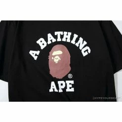 Hypeyourbeast BAPE Classic Basic Ape Man Head English LOGO Tee Shirt 'BLACK' Clothes