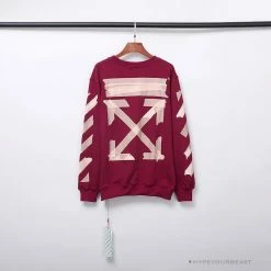 Hypeyourbeast OFF-WHITE Rubber Strip Arrow Long Sleeve Shirt 'WINE RED' Shirts