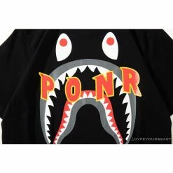 Hypeyourbeast BAPE Shark Head PONR Tee Shirt 'BLACK' Clothes