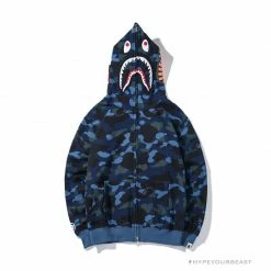Hypeyourbeast BAPE Shark Head Classic Embroidered Camouflage Zip-Up Hoodie 'BLUE'