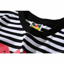 Hypeyourbeast BAPE Baby Milo Rock Bass Player Striped Tee Shirt 'BLACK' Clothes