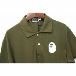 Hypeyourbeast BAPE Classic Ape Head Print Versatile Polo Shirt 'ARMY GREEN'