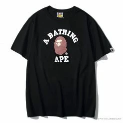 Hypeyourbeast BAPE Classic Basic Ape Man Head English LOGO Tee Shirt 'BLACK' Clothes