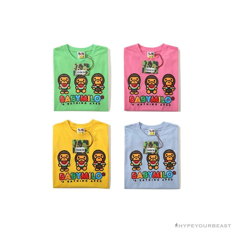 Hypeyourbeast BAPE Baby Milo Watermelon Little Monkey Tee Shirt 'BLUE' 7 Hypeyourbeast BAPE Baby Milo Watermelon Little Monkey Tee Shirt 'BLUE'