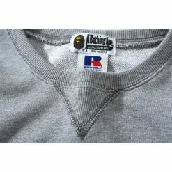 Hypeyourbeast BAPE X RUSSELL ATHLETIC Joint Pullover Long Sleeve Shirt 'GREY'