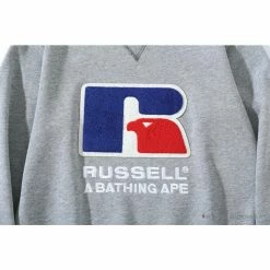 Hypeyourbeast BAPE X RUSSELL ATHLETIC Joint Pullover Long Sleeve Shirt 'GREY'