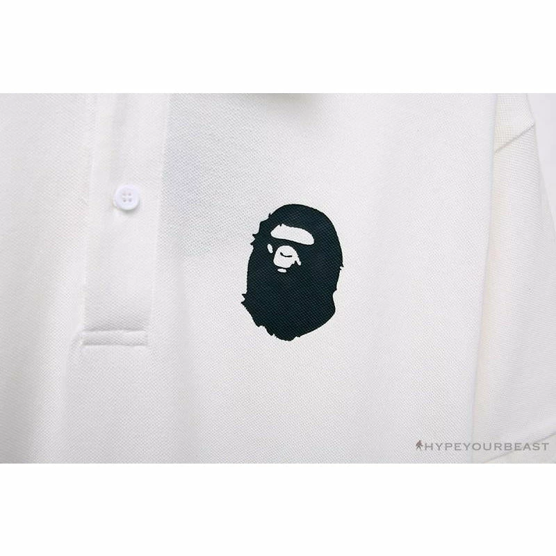 Hypeyourbeast Clothes BAPE Classic Ape Head Print Versatile Polo Shirt 'WHITE' 4 Hypeyourbeast Clothes BAPE Classic Ape Head Print Versatile Polo Shirt 'WHITE'