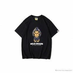 Hypeyourbeast BAPE Baby Milo Blue Shark Hat Little Monkey Tee Shirt 'BLACK' Clothes