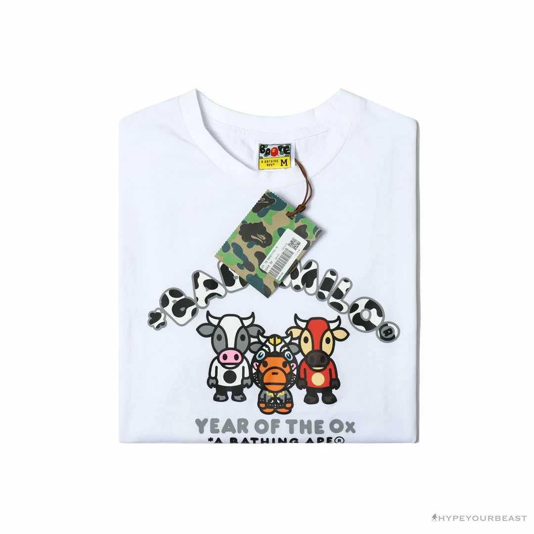 Hypeyourbeast BAPE Baby Milo Year Of The Ox Tee Shirt 'WHITE' Clothes 4 Hypeyourbeast BAPE Baby Milo Year Of The Ox Tee Shirt 'WHITE' Clothes