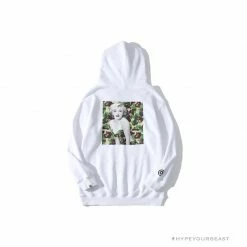 Hypeyourbeast BAPE Marilyn Monroe Camouflage Background Hoodie 'WHITE' Clothes