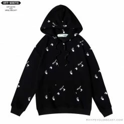 Hypeyourbeast OFF-WHITE Classic Print Hoodie 'BLACK' Hoodies & Jackets