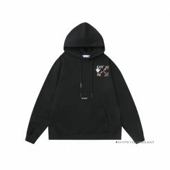 HypeYourBeast Off White Hoodie Jabba Flower - Black Hoodies & Jackets