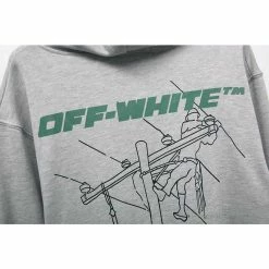 Hypeyourbeast Hoodies & Jackets OFF-WHITE Hand-Painted Utility Pole Worker Hoodie 'GREY'