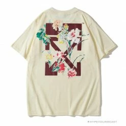 Hypeyourbeast OFF-WHITE Flower Edition Tee Shirt 'BEIGE' T-Shirts