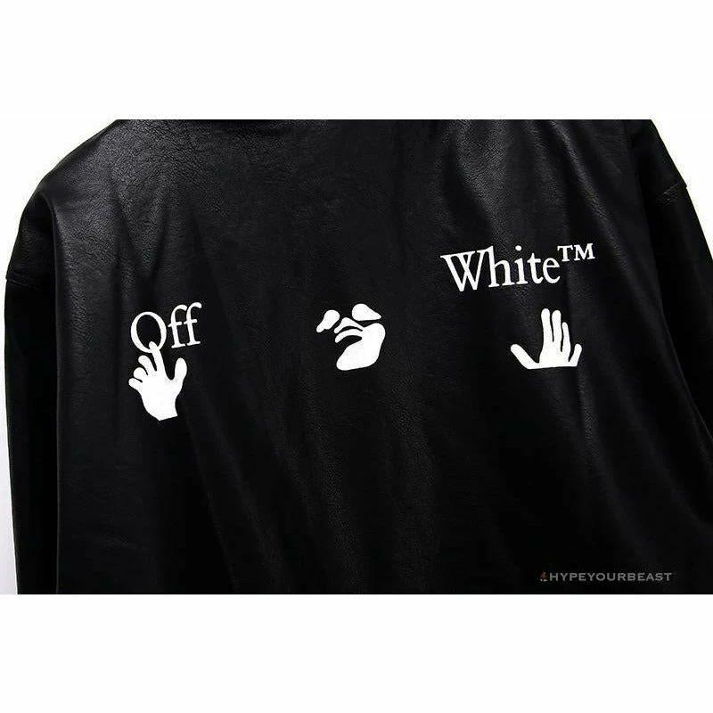 Hypeyourbeast OFF-WHITE 20FW New Logo Hooded Leather Jacket Black Hoodies & Jackets 11 Hypeyourbeast OFF-WHITE 20FW New Logo Hooded Leather Jacket Black Hoodies & Jackets