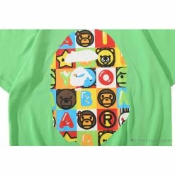 Hypeyourbeast Clothes BAPE Baby Milo Color Square Ape Head Tee Shirt 'GREEN'