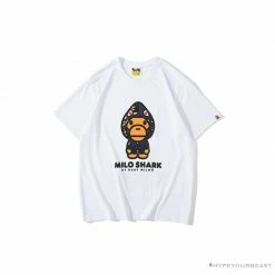 Hypeyourbeast BAPE Baby Milo Blue Shark Hat Little Monkey Tee Shirt 'WHITE'