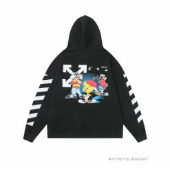 HypeYourBeast Off White Hoodie Looney - Black Hoodies & Jackets