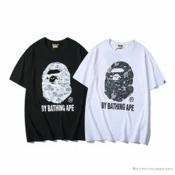 Hypeyourbeast Clothes BAPE Starry Sky Camouflage Luminous Great Ape Man Head Tee Shirt 'BLACK'
