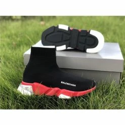 Hypeyourbeast BCG Sock Sneakers Clear Sole Black / Red