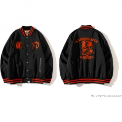 Hypeyourbeast BAPE X XO Red Jacket Baseball Uniform Clothes