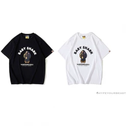 Hypeyourbeast Clothes BAPE Baby Shark Blue Shark Tee Shirt 'WHITE'