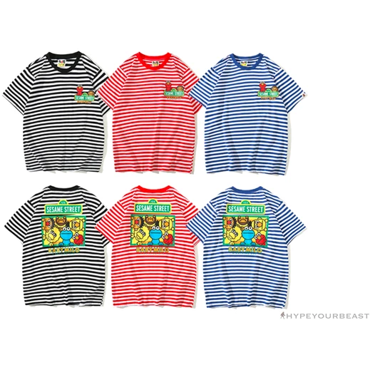 Hypeyourbeast Clothes BAPE Baby Milo Sesame Street Striped Tee Shirt 'BLUE' 20 Hypeyourbeast Clothes BAPE Baby Milo Sesame Street Striped Tee Shirt 'BLUE'